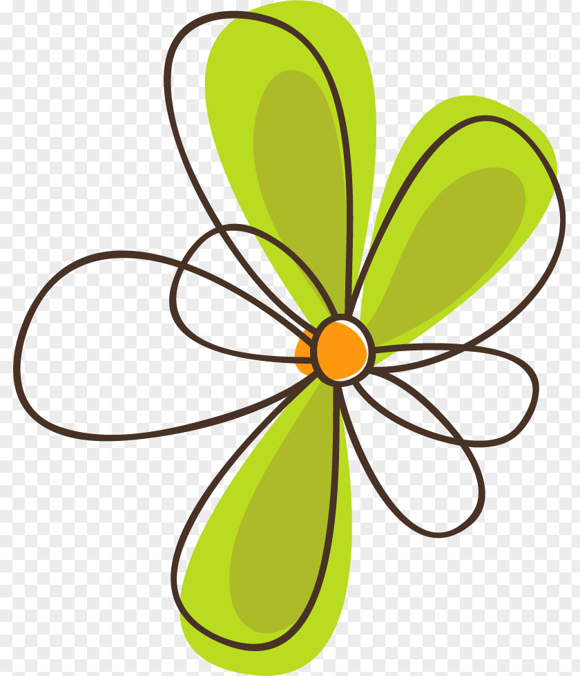 Hand Painted Green Flowers Petal Flower PNG