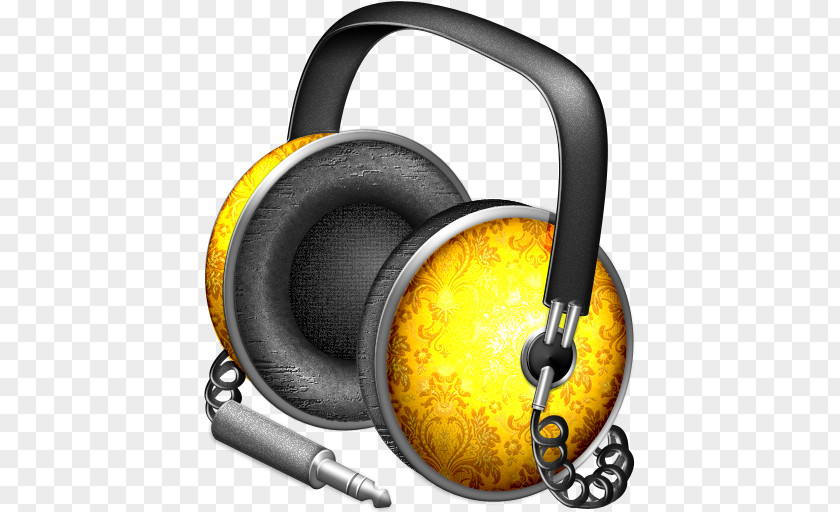 Yellow Gold Headphones ICO ITunes Download Icon PNG