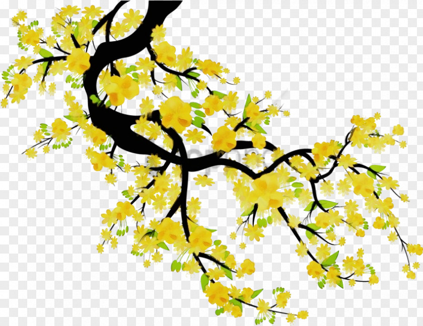 Flower Twig Branch Yellow Tree Clip Art Leaf PNG