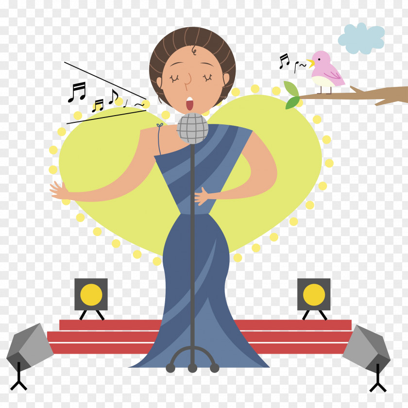 A Woman Who Performs Singing On The Stage Illustration PNG