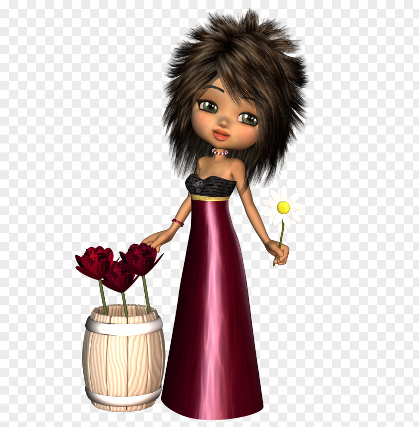 Doll Brown Hair Animated Cartoon PNG