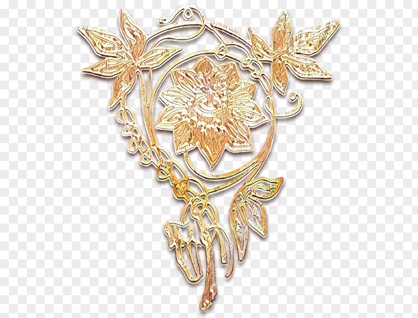 Gold Metal Brooch Jewellery Fashion Accessory Body Jewelry Leaf PNG