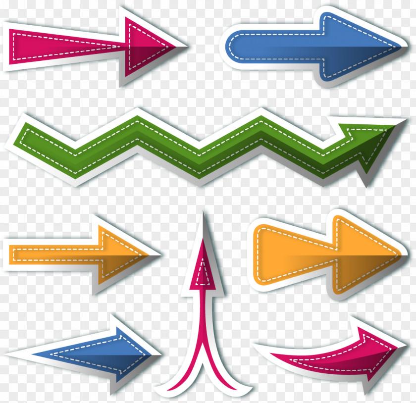 Vector Hand Colored Arrow Stickers PNG