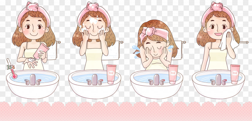 Cleanser Soap Skin Volcanic Ash Reinigungswasser PNG ash Reinigungswasser, A girl who washes her face with face, woman washing illustration clipart PNG