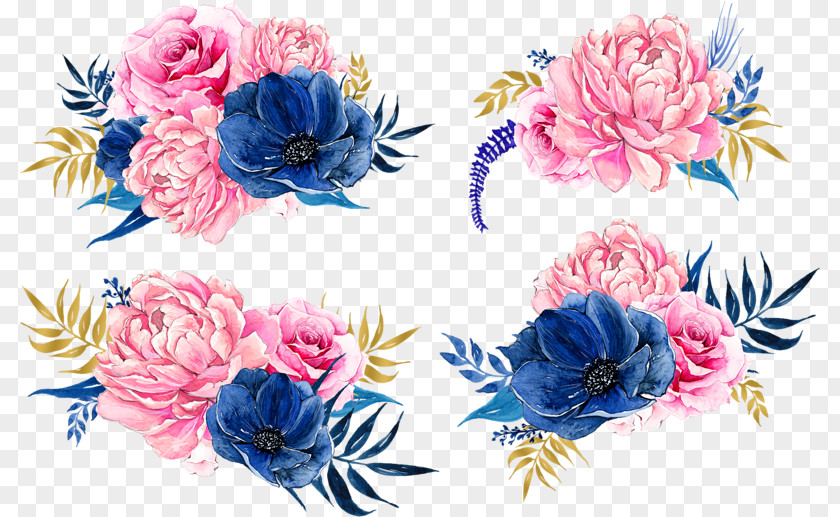 Color Flower Pattern Paper Blue Clip Art PNG