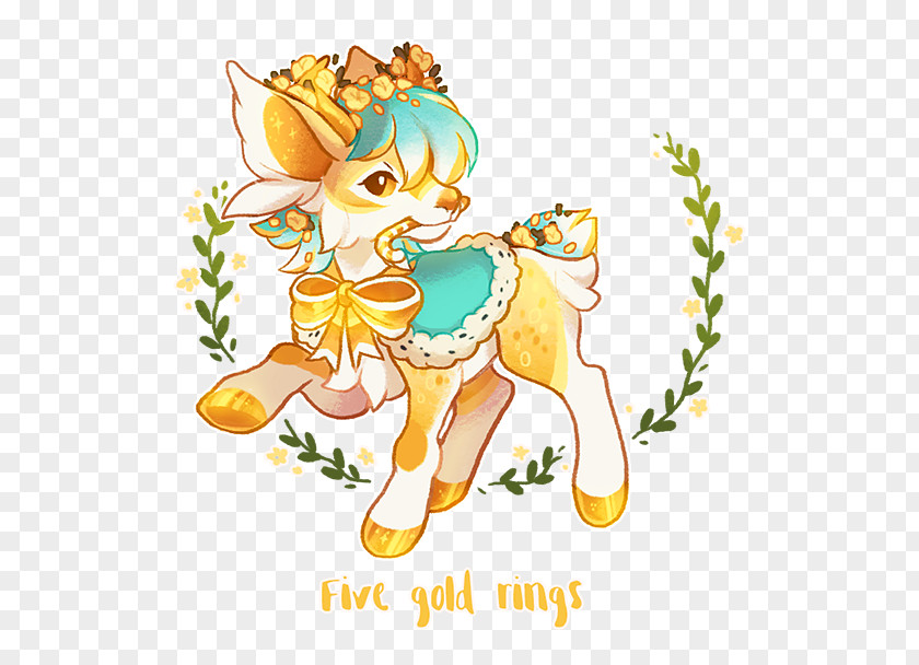 Five Golden Rings Deer Clip Art Illustration Horse Mammal PNG