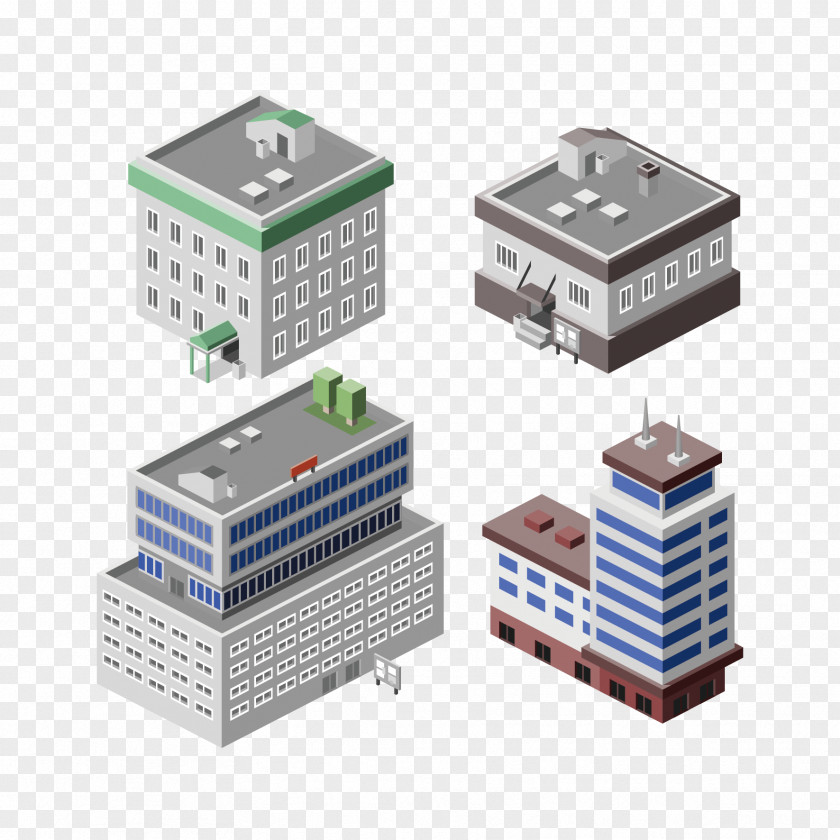 Vector Building Isometric Projection Office Illustration PNG