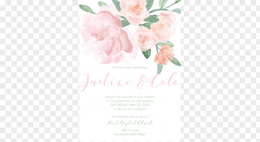 Watercolor Invitation Cut Flowers Garden Roses Floral Design PNG