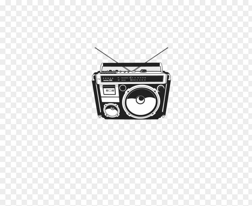 Black Radio 1980s Boombox Compact Cassette Clip Art PNG