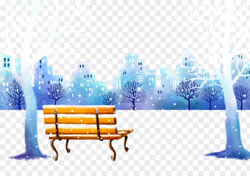 Snow On The Wooden Seat Graphic Design Wallpaper PNG