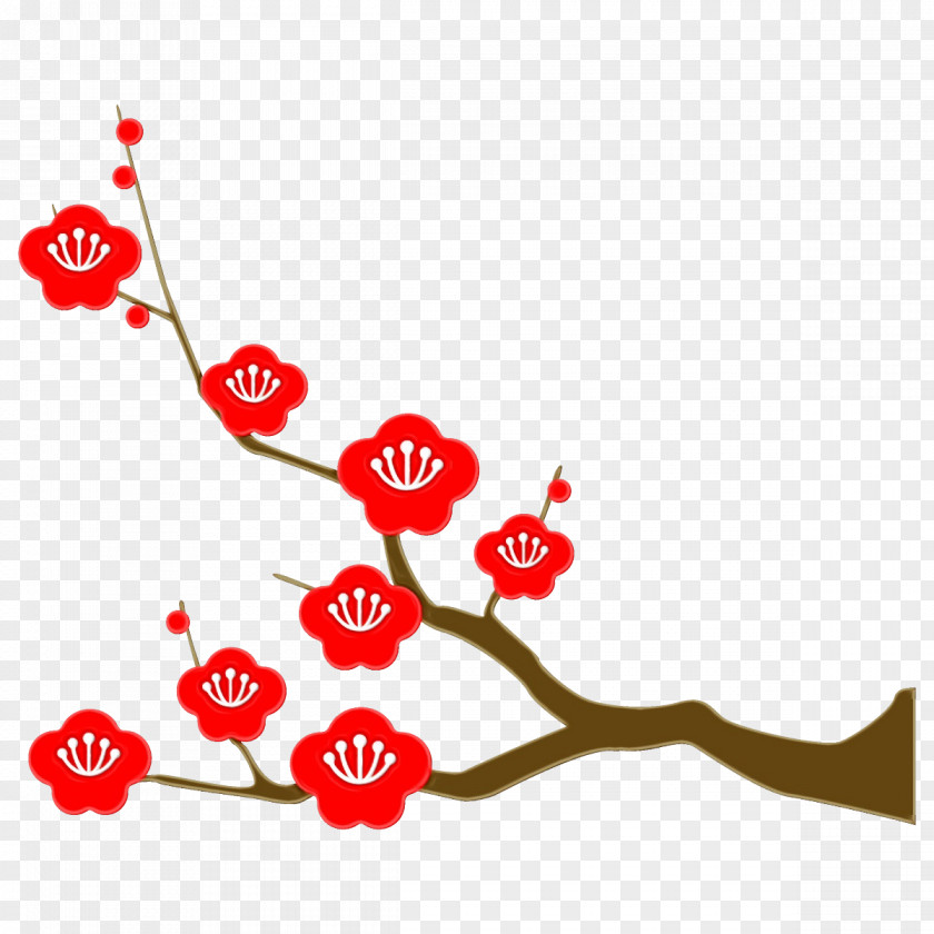 Red Branch Plant Flower Twig PNG