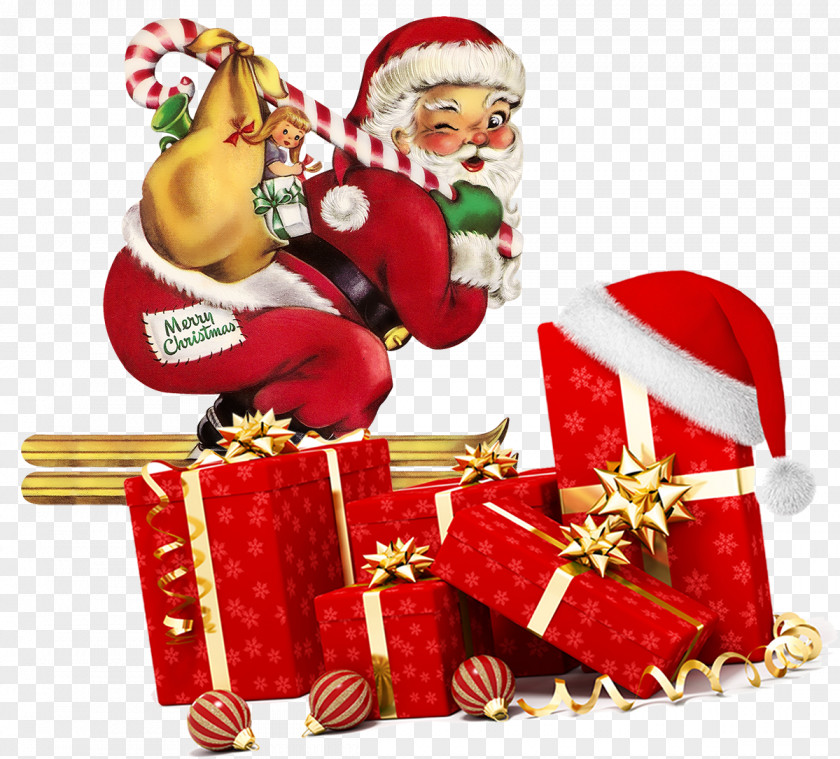 Santa Claus Christmas Tree Gift Idea PNG
