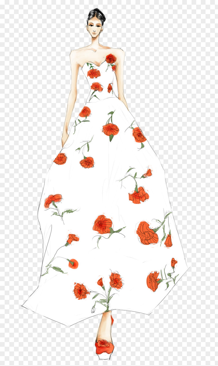 Beautiful Wedding Dress Design Illustration Designer PNG