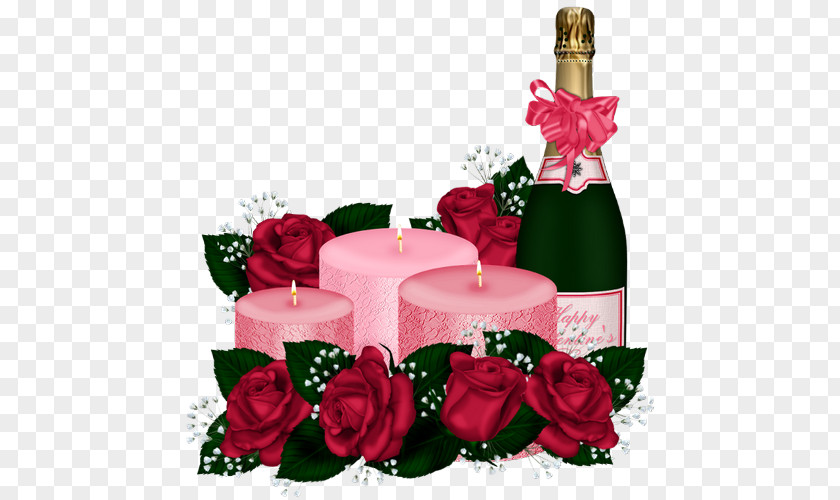 Champagne Garden Roses Birthday PNG