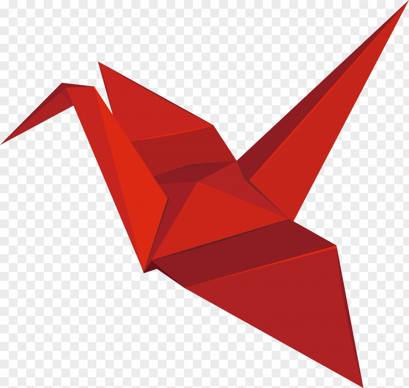 Red Crane Origami Paper PNG