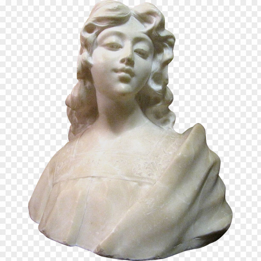 Italian Renaissance Bust Marble Sculpture Stone Carving PNG