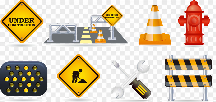 Construction Site Equipment Tools Traffic Sign Cone PNG