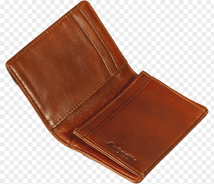 Brown Business Card Wallet Leather Caramel Color PNG