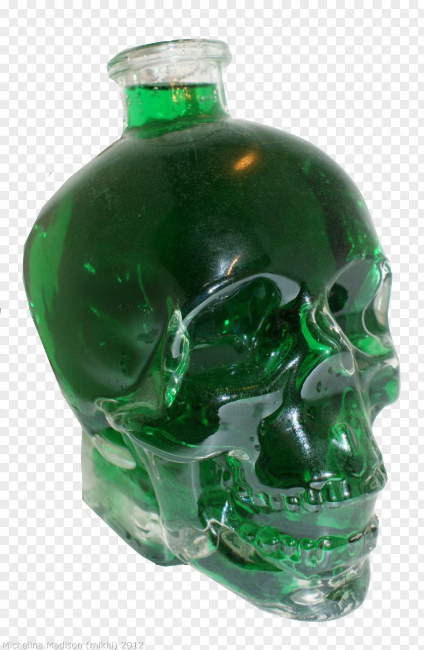 Hand-painted Skull Distilled Beverage Liqueur Glass Bottle PNG