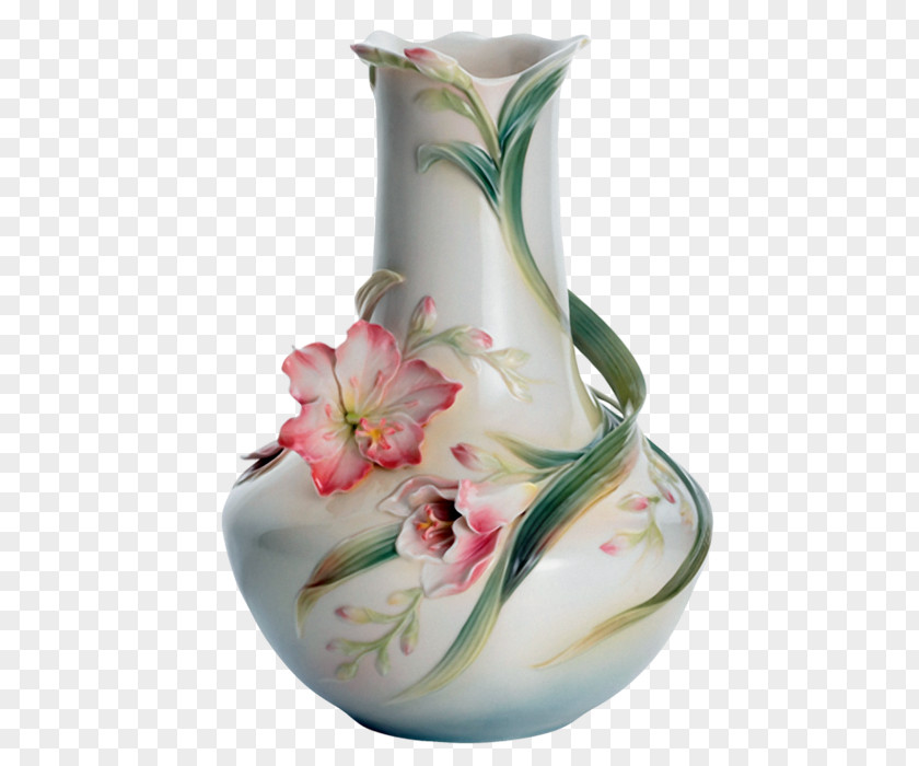 Ceramic Bottle Flowers In A Vase Porcelain PNG