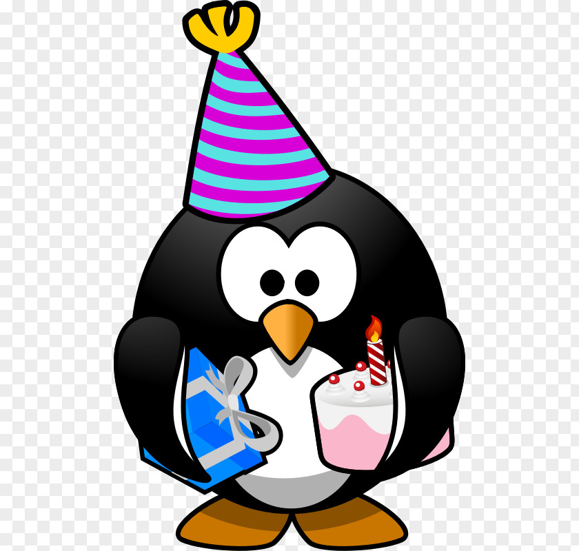 Birthday Hat Penguin Party Gift Clip Art PNG