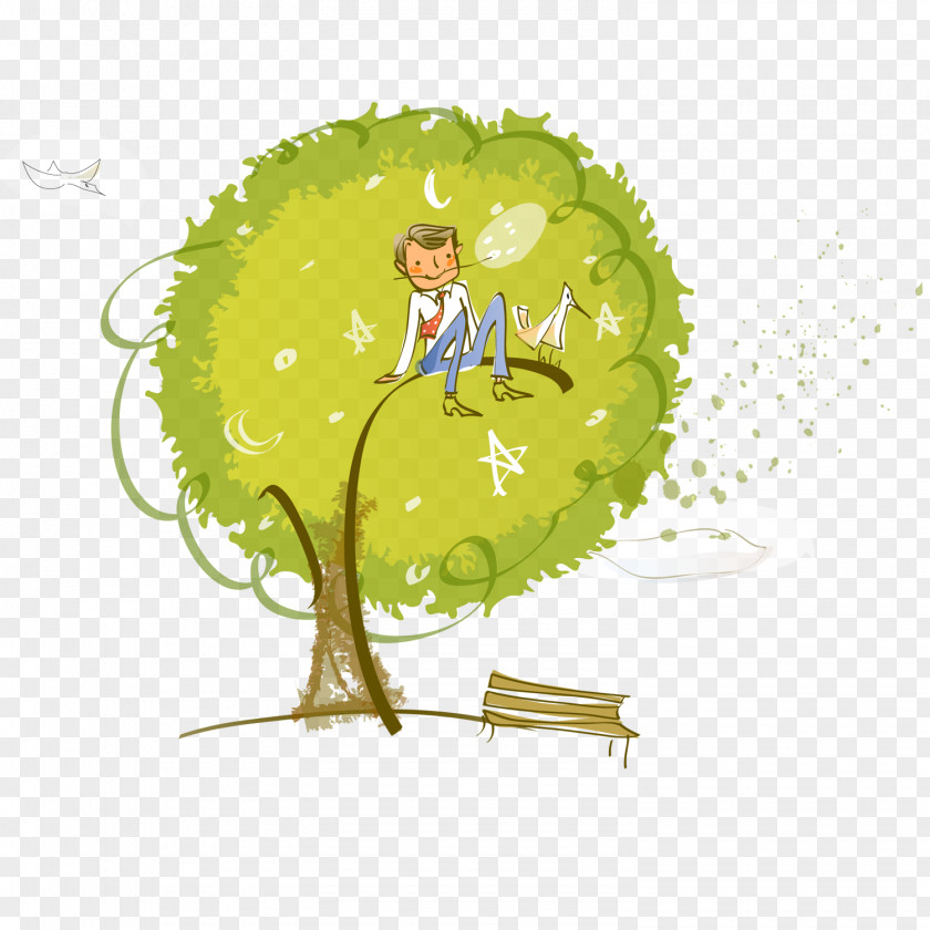 Tree Boy Illustrator Cartoon Illustration PNG