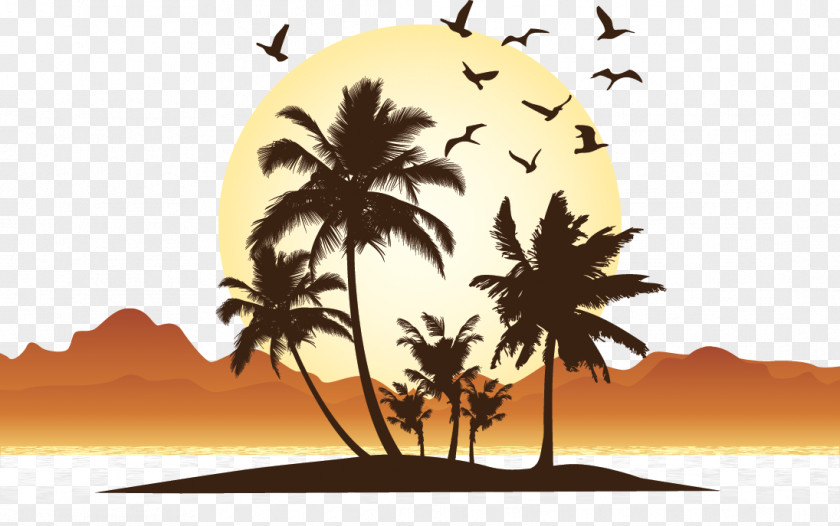 Vector Seaside Sunset PNG