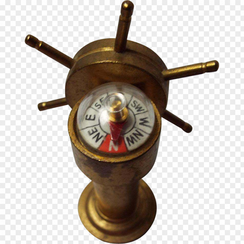 Brass Ship's Wheel Binnacle Compass PNG