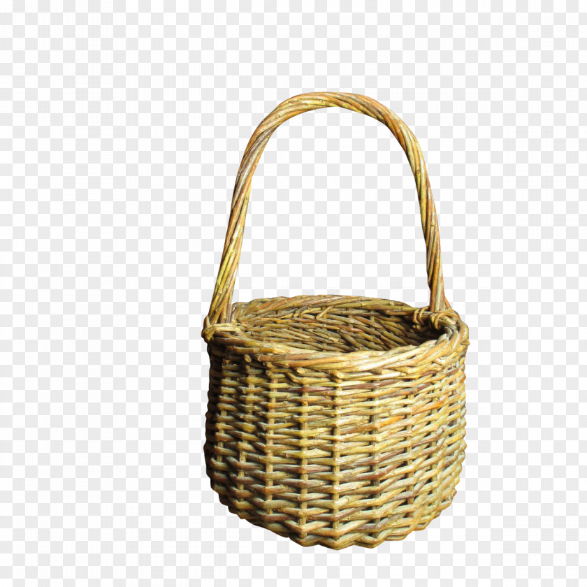 Shopping Basket Wicker Hamper Handle Rattan PNG