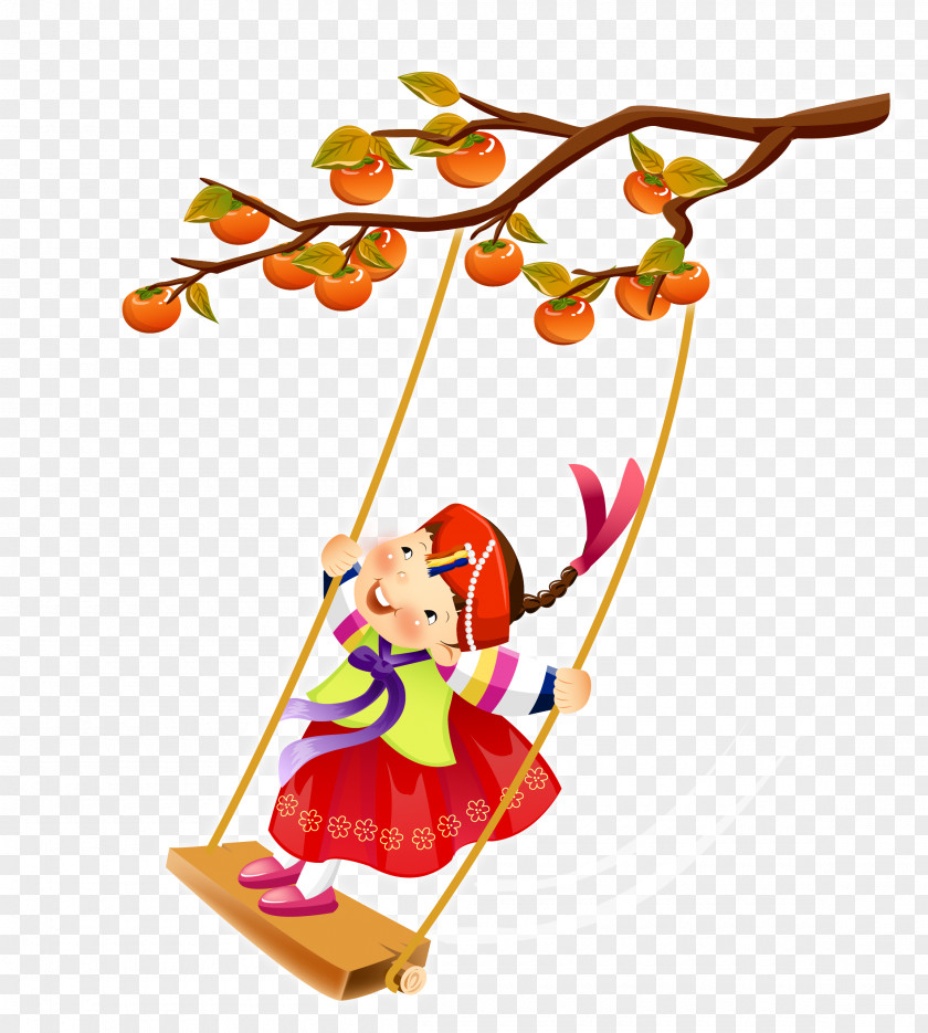 Vector Persimmon Tree Swing Material Japanese Clip Art PNG