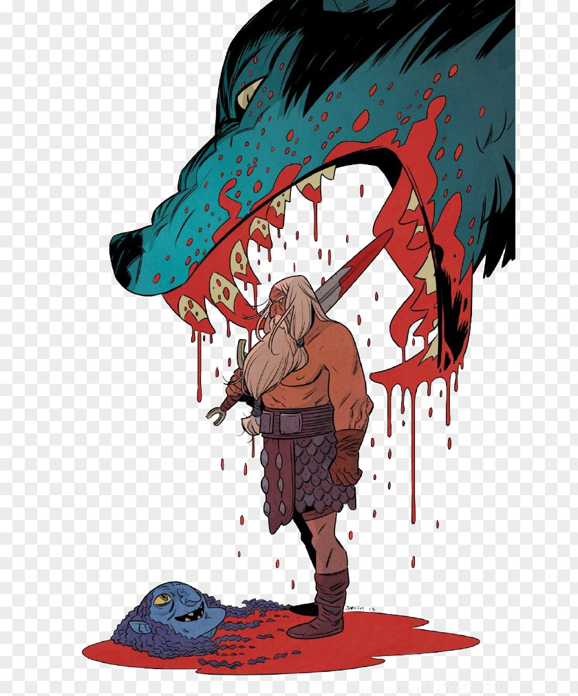 Cool Wolf Knight Cartoon Head Lopper Illustration PNG