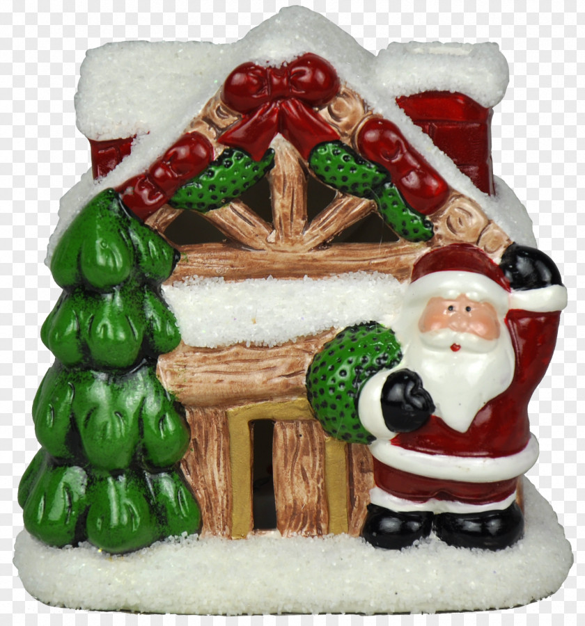 Santa Claus Christmas Ornament Ceramic Gingerbread House PNG