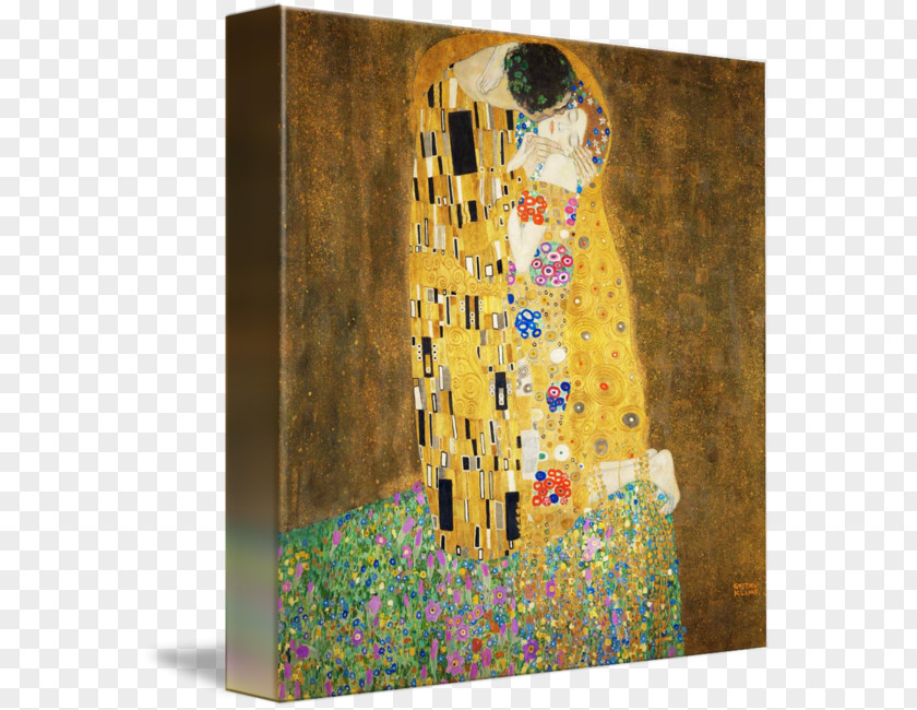 Gustav Klimt The Kiss Painting Canvas Print Art PNG