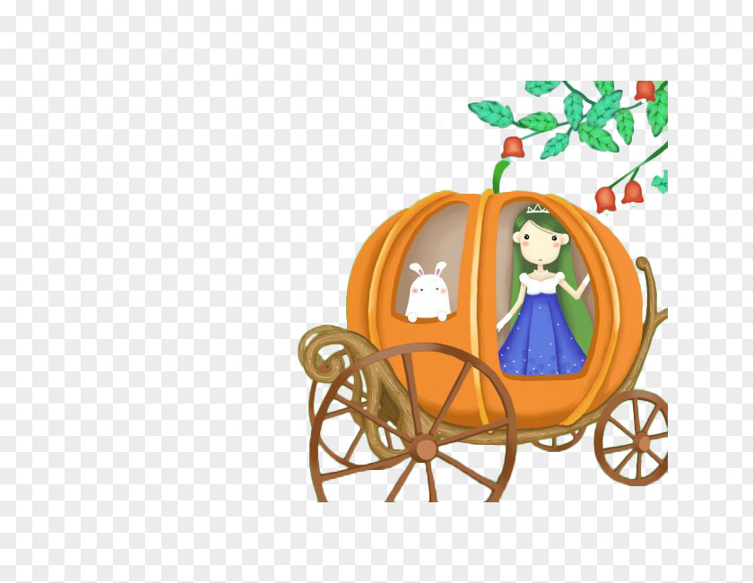 Cartoon Illustration Pumpkin Carriage Cinderella PNG