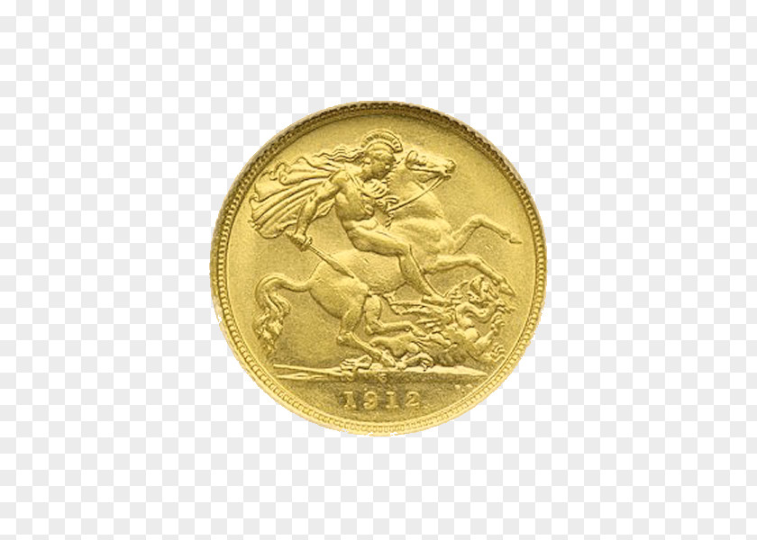 Gold Coin Half Sovereign Medal PNG