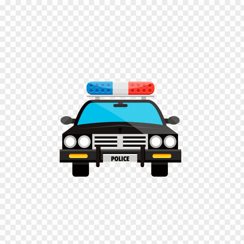 Police Car Lights On The Road Cartoon PNG