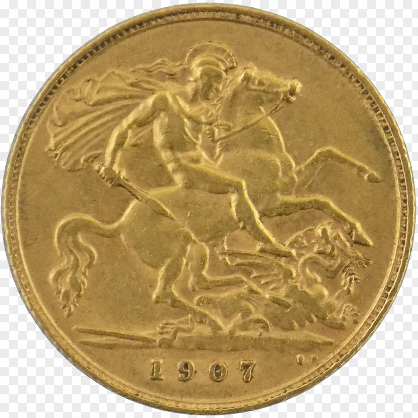 A Gold Coin Numismatics Half Sovereign Obverse And Reverse PNG