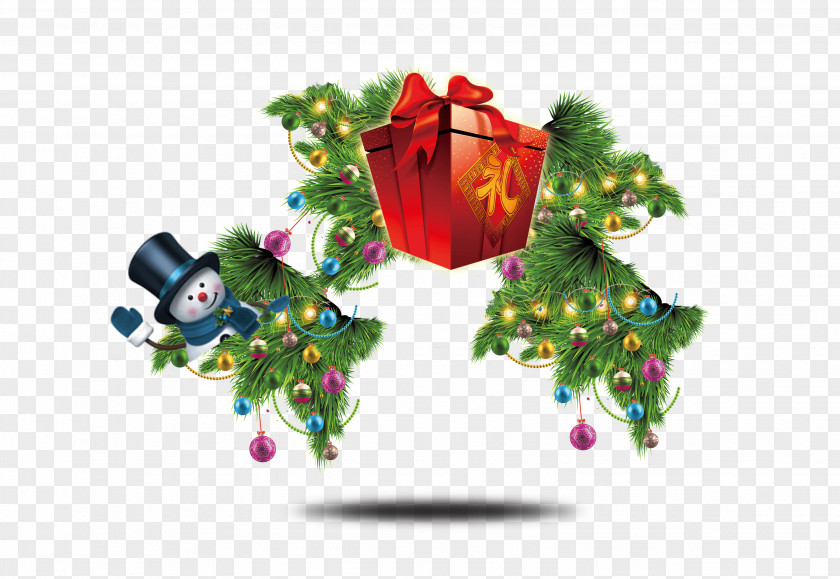 Christmas Snowman And Gift Tree Santa Claus PNG