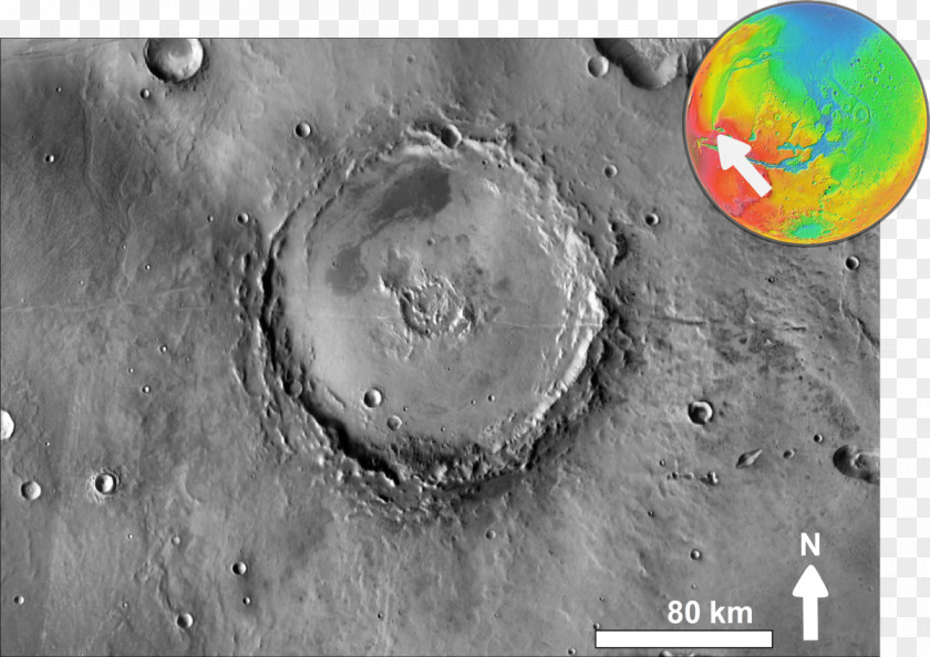 Crater Fesenkov Impact Mars Cratera Lunae Palus Quadrangle PNG