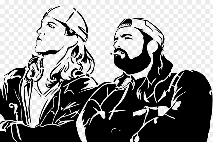 Jay Lethal Stencil Drawing Art And Silent Bob PNG