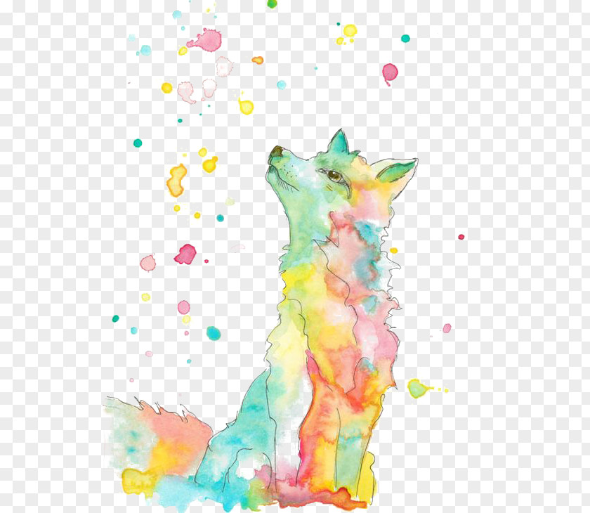 Wolf Gray Watercolor Painting Drawing Fox Illustration PNG