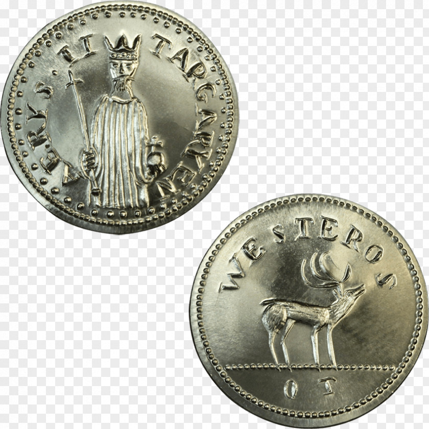 Coin Aerys II Medal Silver House Targaryen PNG