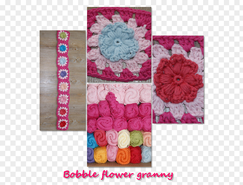 Granny Square Place Mats Rectangle Crochet Pink M Wool PNG