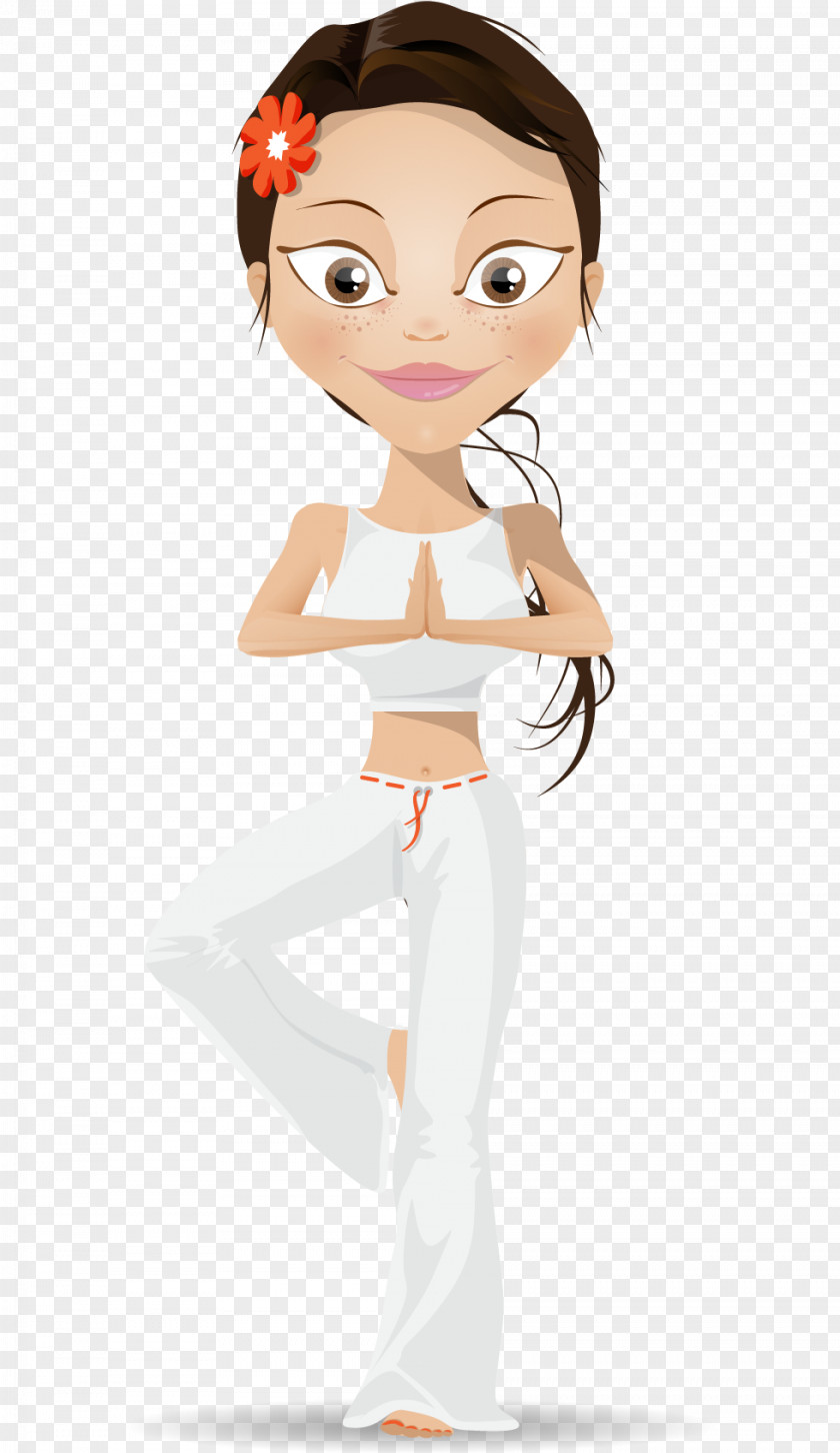 Vector Painted Yoga Beauty Cartoon Lotus Position Illustration PNG