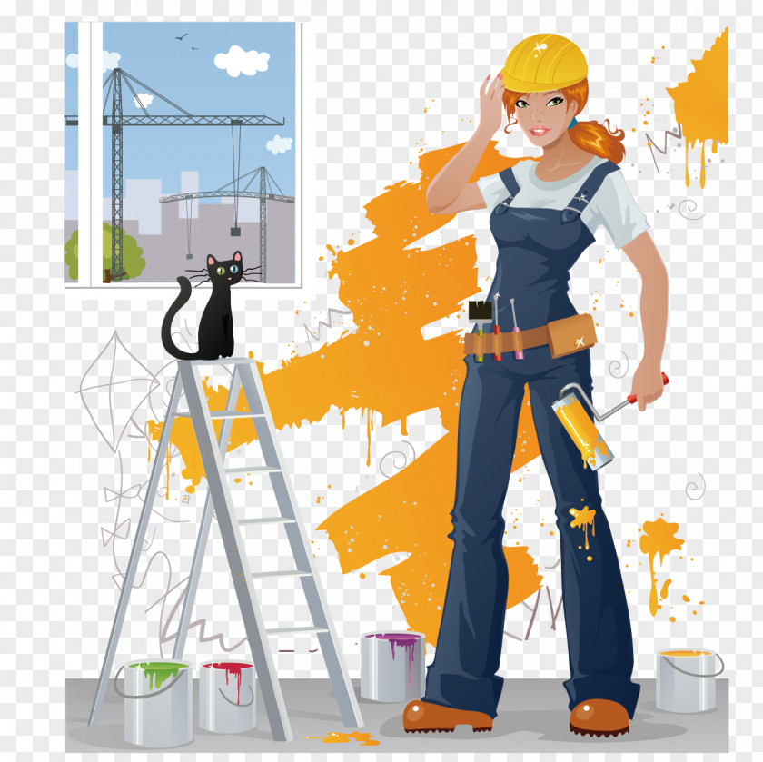 The Trend Of Women Vector Paint Material Painting Painter Female PNG