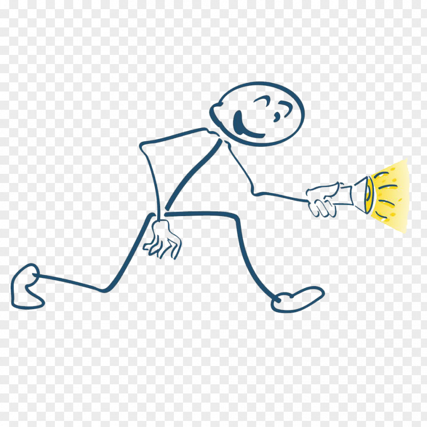 A Small Man Running Forward With Flashlight Stick Figure Royalty-free Illustration PNG