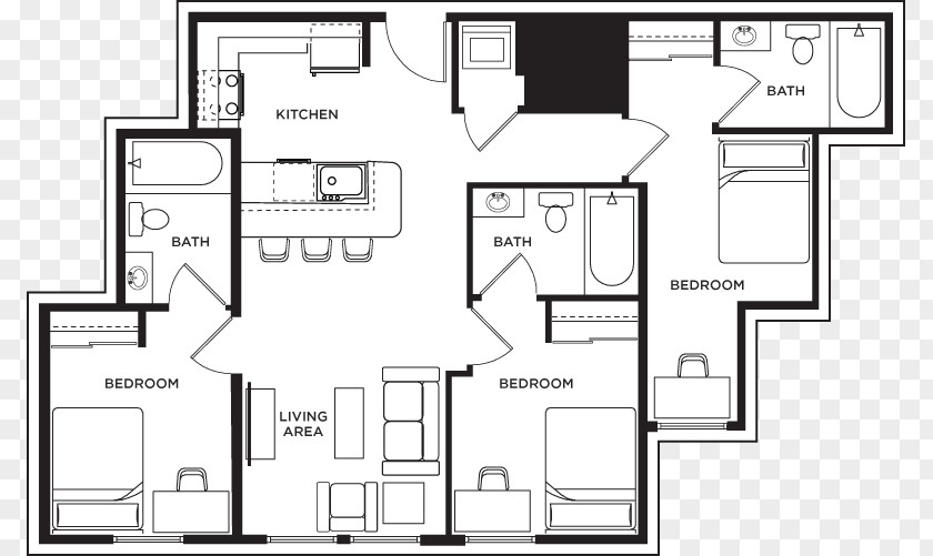Bed Plan Floor Architecture Residential Area PNG