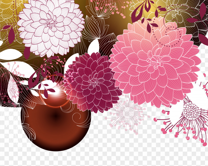 Vector Cartoon Peony Flowers Paeonia Lactiflora PNG