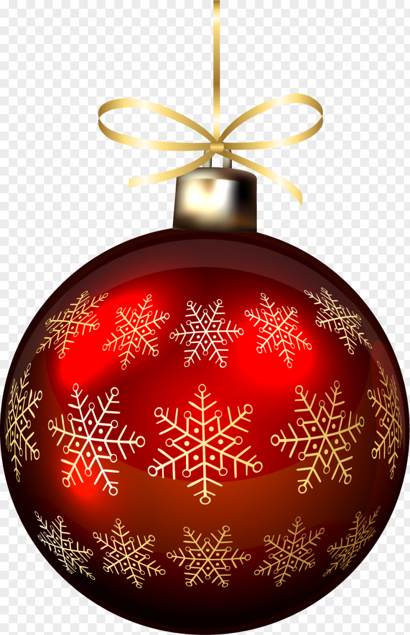 Gorgeous Red Ball Christmas Ornament Snowflake PNG