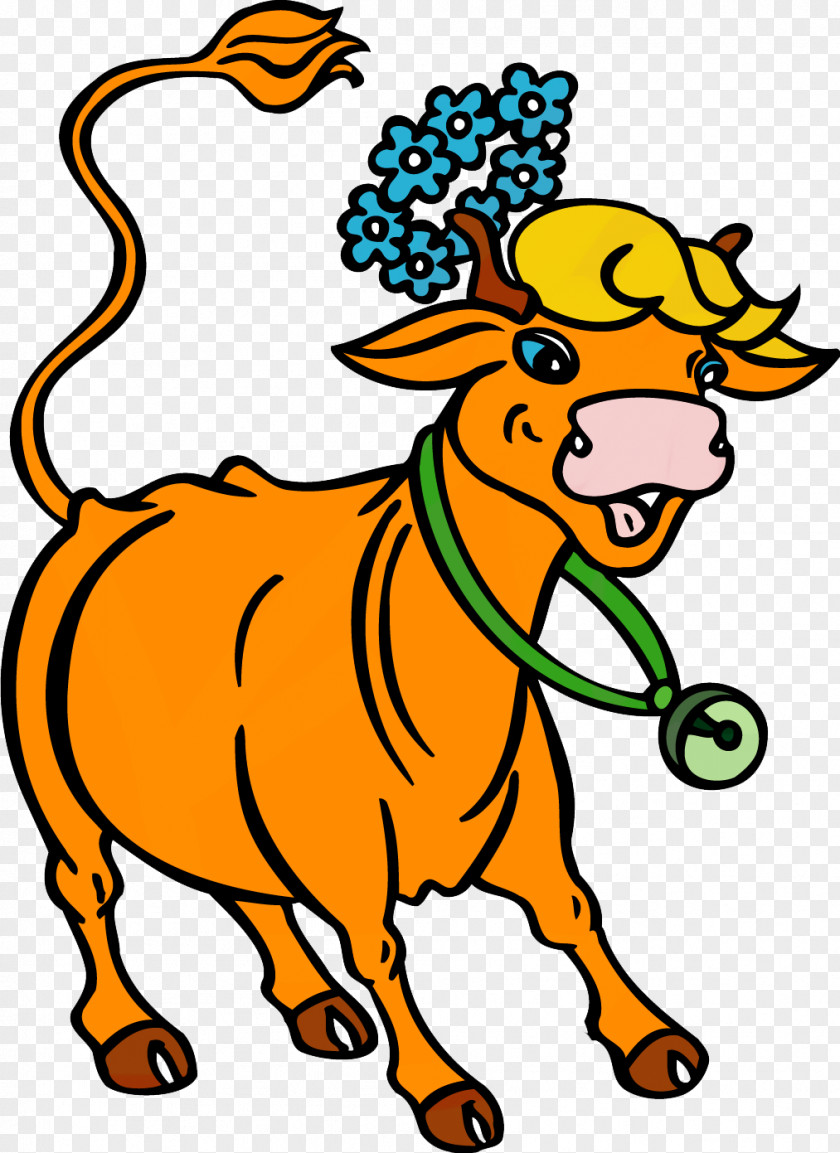 Mascot Cartoon Beef Cattle Chinese Zodiac PNG
